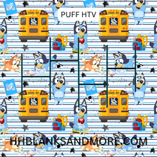 Load image into Gallery viewer, blue Back to School Puff Heat Transfer Vinyl Sheet