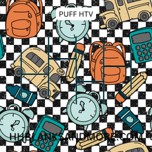 Load image into Gallery viewer, Back to School checkered Puff Heat Transfer Vinyl Sheet