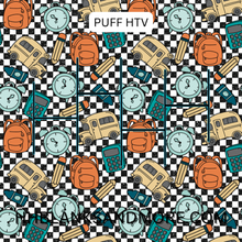 Load image into Gallery viewer, Back to School checkered Puff Heat Transfer Vinyl Sheet