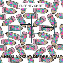 Load image into Gallery viewer, Floral Pencil Puff Heat Transfer Vinyl Sheet