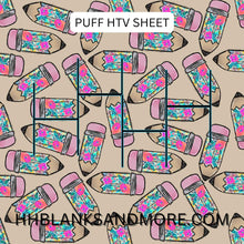 Load image into Gallery viewer, Floral Pencil Puff Heat Transfer Vinyl Sheet