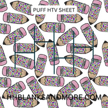Load image into Gallery viewer, Multi Color Heart Pencil Puff Heat Transfer Vinyl Sheet