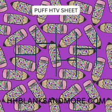 Load image into Gallery viewer, Multi Color Heart Pencil Puff Heat Transfer Vinyl Sheet