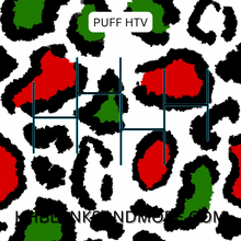 Load image into Gallery viewer, Christmas Leopard Puff Heat Transfer Vinyl Sheet