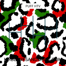 Load image into Gallery viewer, Christmas Leopard Puff Heat Transfer Vinyl Sheet