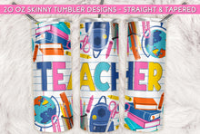 Load image into Gallery viewer, Back To School Tumbler Sublimation Transfers
