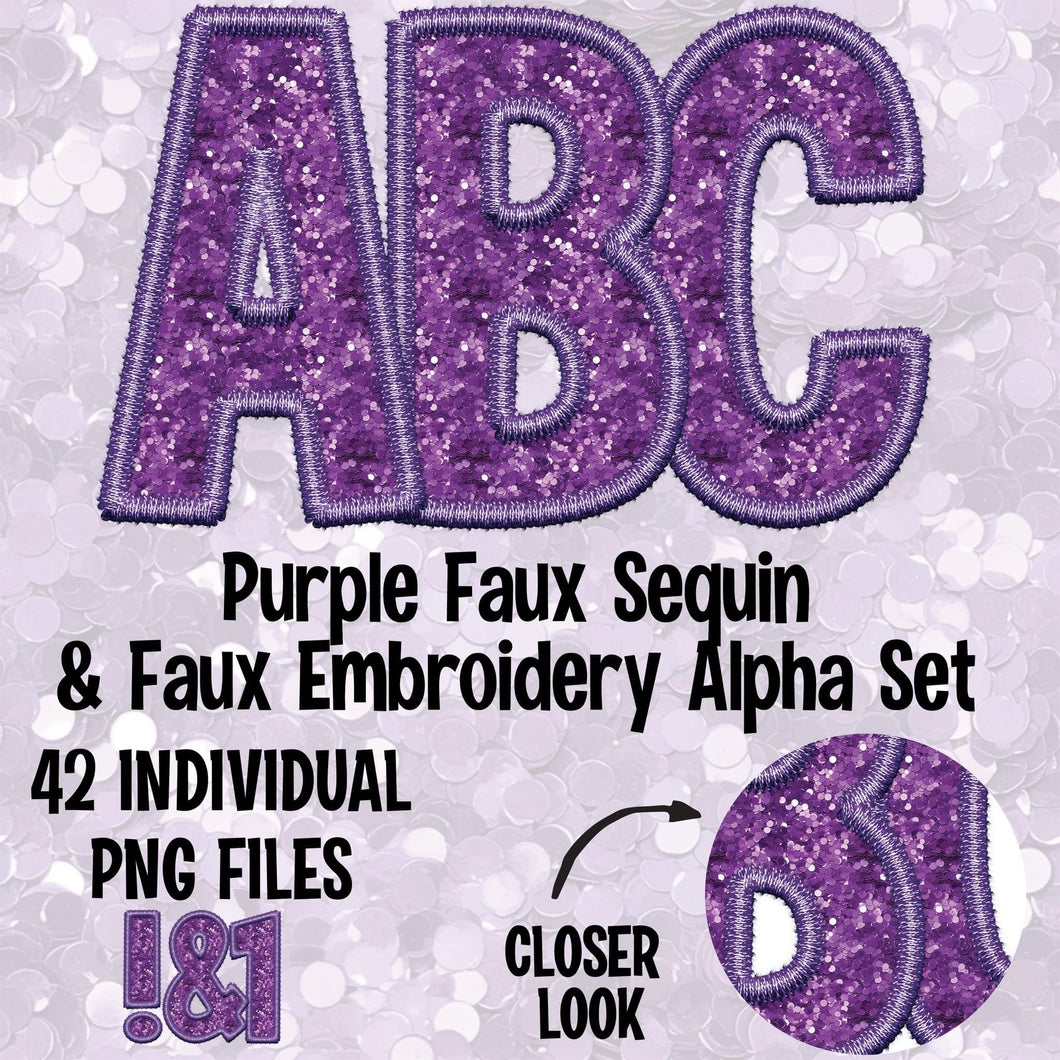 Purple Faux Sequin Embroidery Alpha Matte Transfer