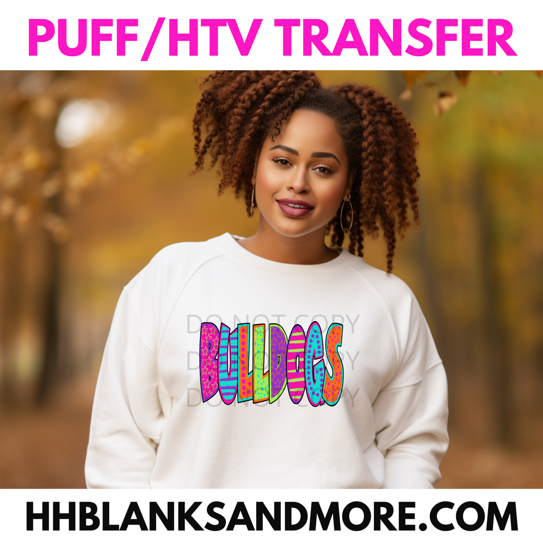 Bull Dogs School Spirit Puff/HTV Transfer