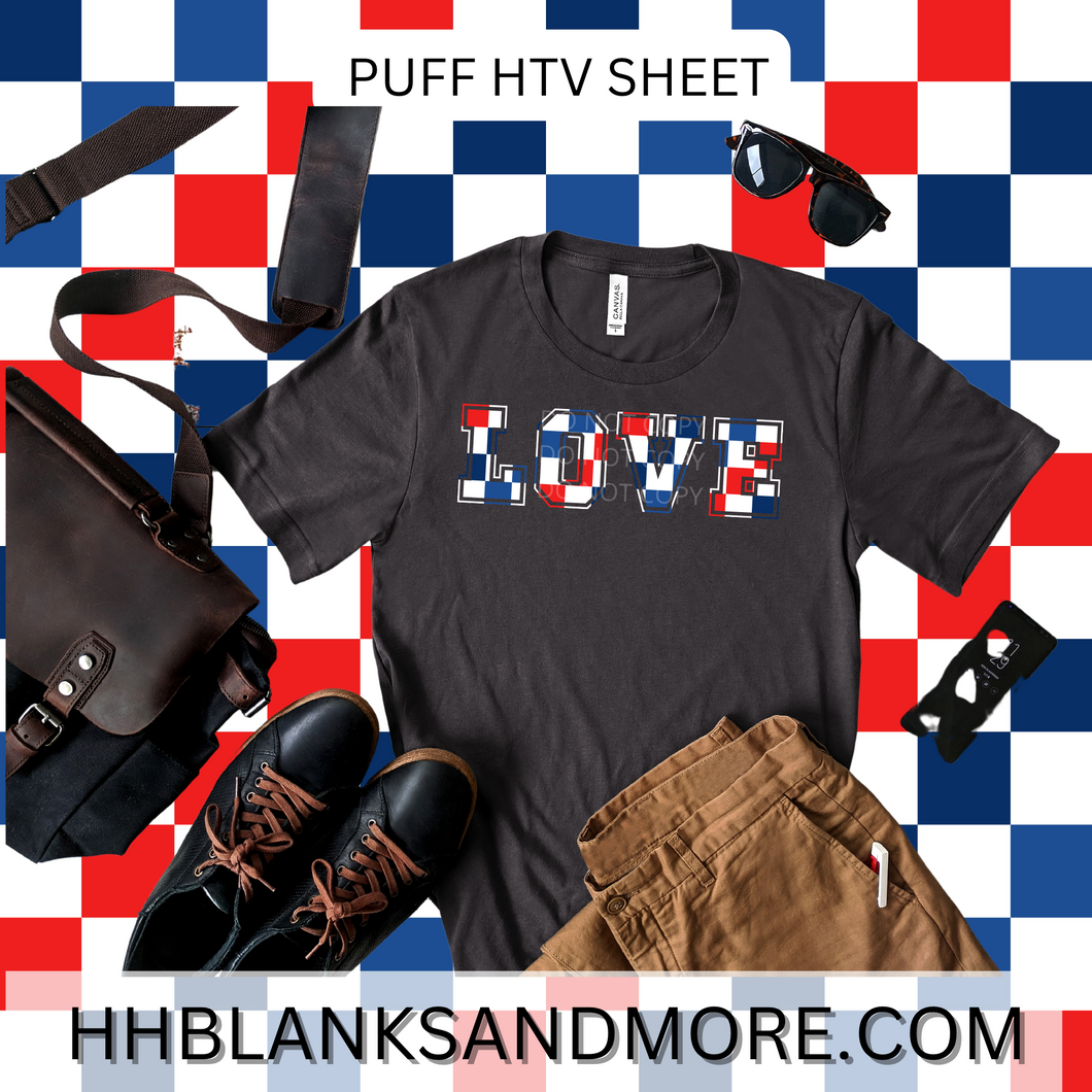 4th Of July Checkers Puff Heat Transfer Vinyl Sheet