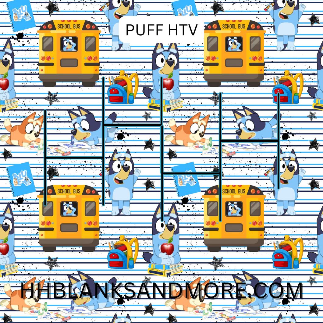 blue Back to School Puff Heat Transfer Vinyl Sheet