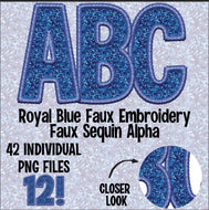 Royal Blue Faux Sequin Embroidery Alpha Matte Transfer