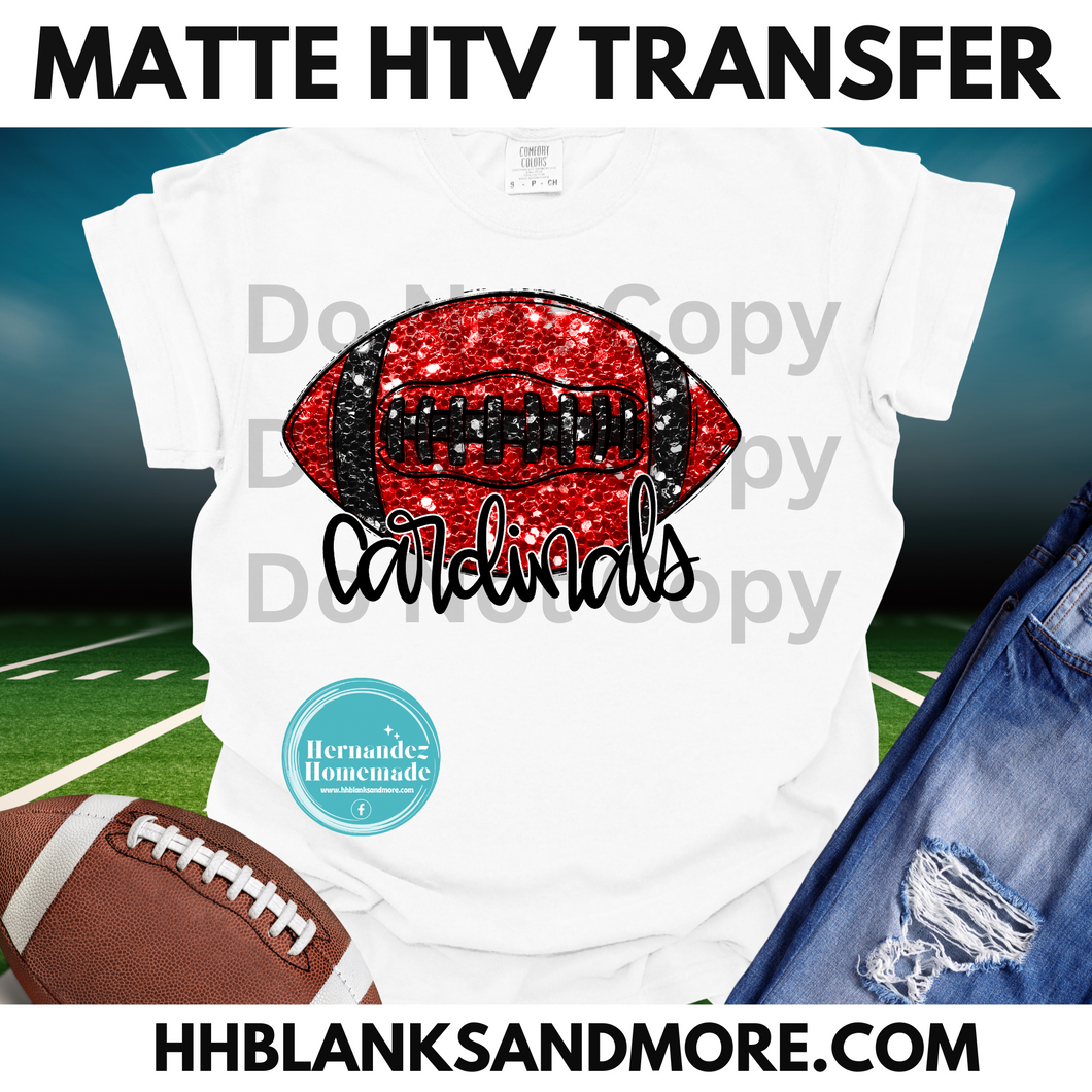 Cardinals Football Sequin Matte Transfer