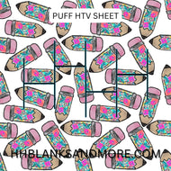 Floral Pencil Puff Heat Transfer Vinyl Sheet