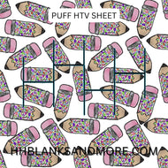 Multi Color Heart Pencil Puff Heat Transfer Vinyl Sheet