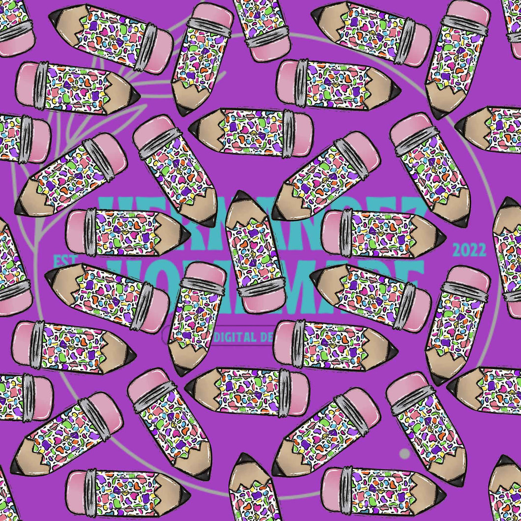 Multi Color Heart Pencil w/ Background Digital