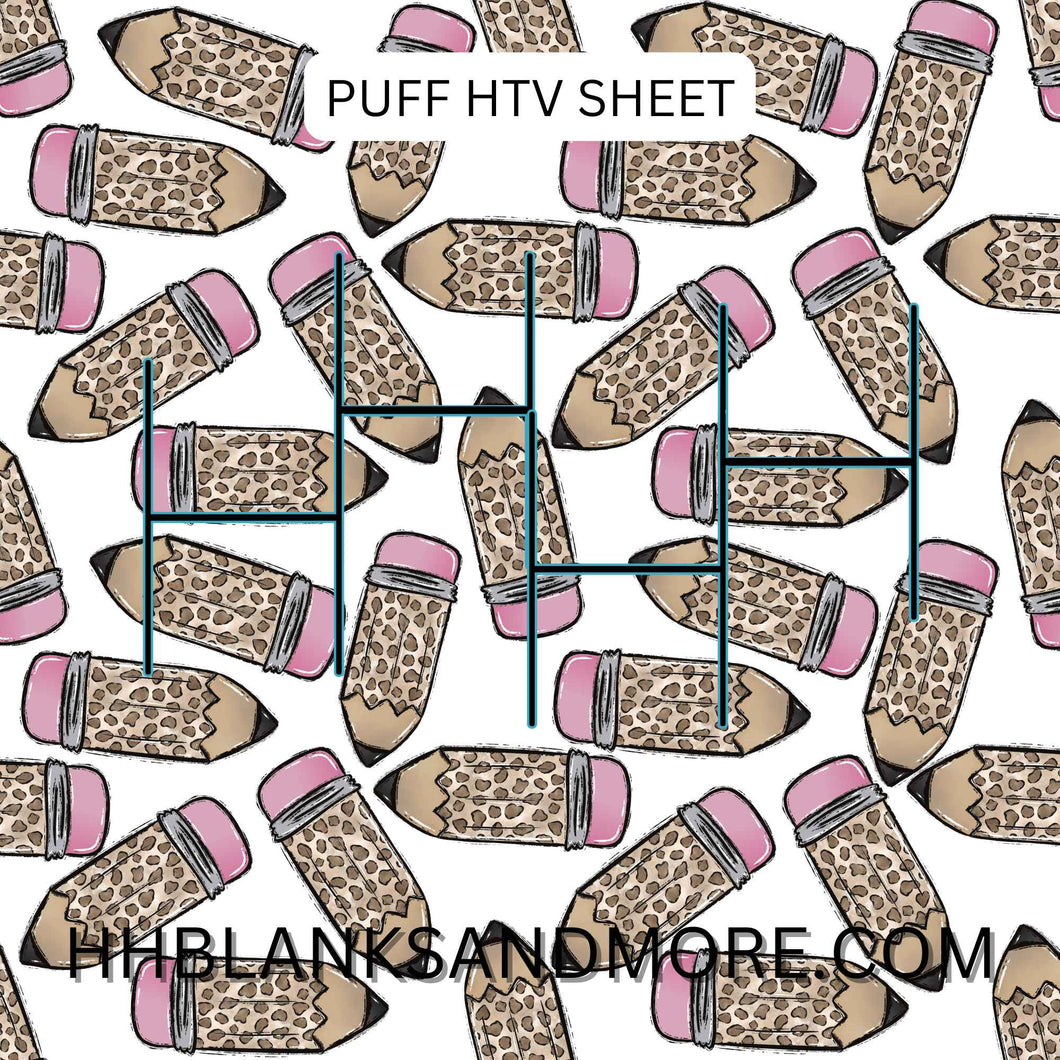 Leopard Pencil Puff Heat Transfer Vinyl Sheet
