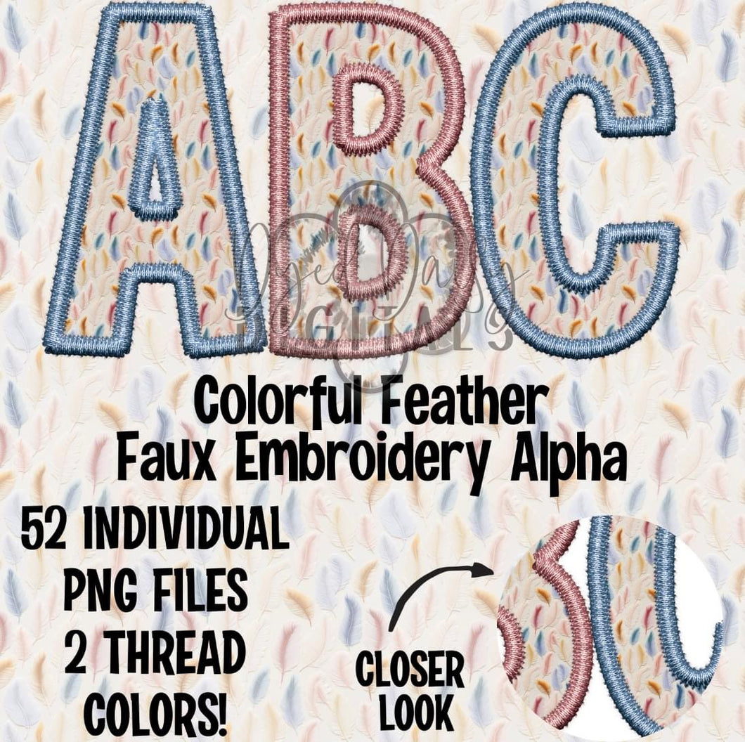 Colorful Feather Faux Embroidery Alpha Matte Transfer