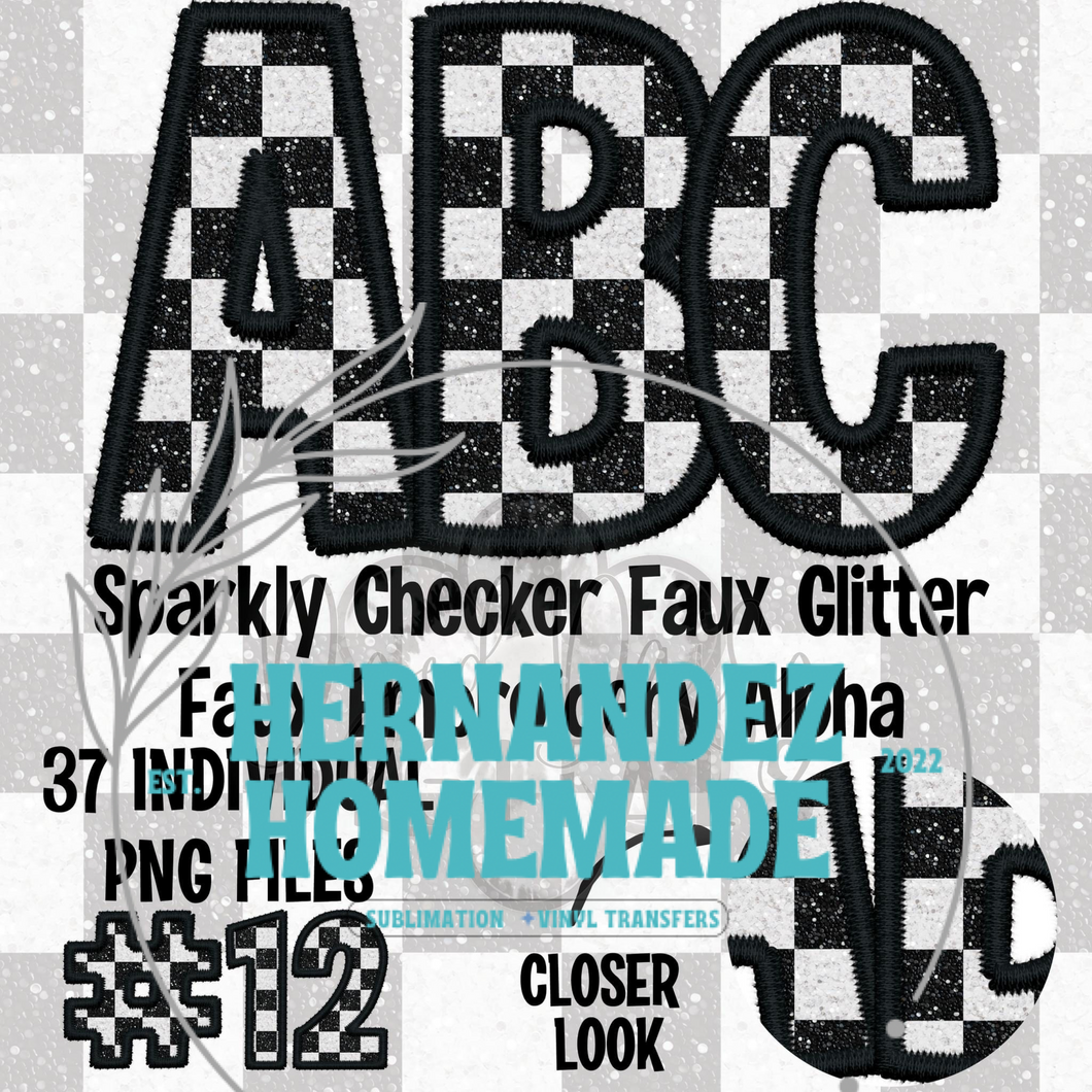 Sparkly Checker Faux Glitter Sequin Matte Transfer