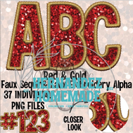 Red and Gold Faux embroidery Alpha Matte Transfer