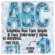 Columbia Blue Faux Sequin Embroidery Alpha Matte Transfer