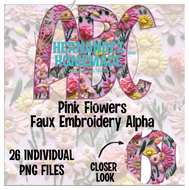 Pink Flower Faux Embroidery Alpha Matte Transfer