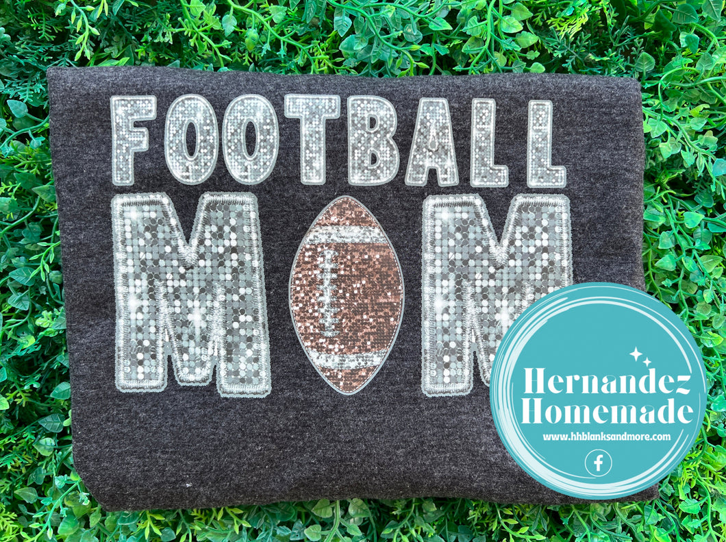 Football Mom Silver Sequins Matte Transfer