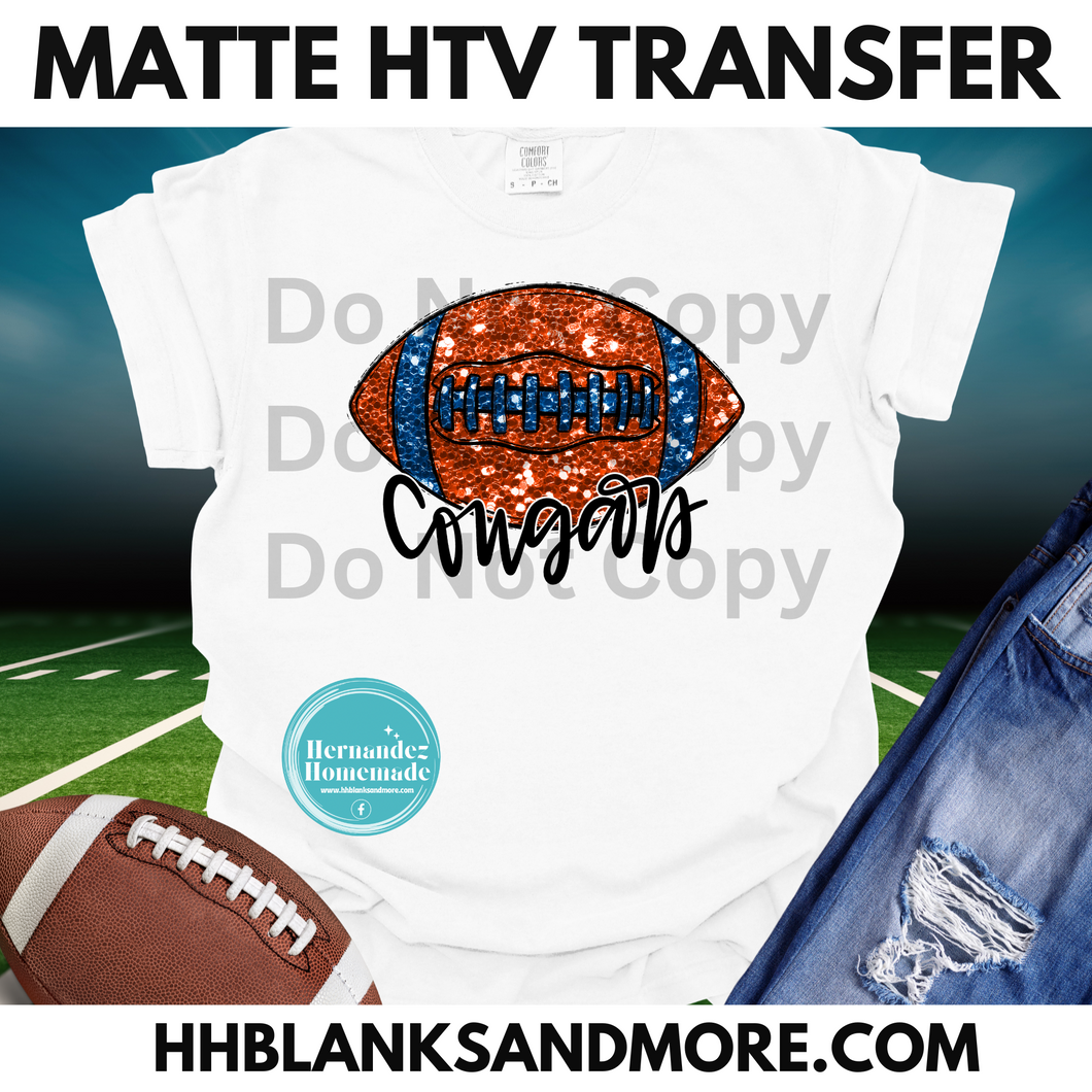 Cougars Football Sequin Matte Transfer