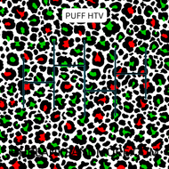 Smaller Red and Green Leopard Puff Heat Transfer Vinyl Sheet