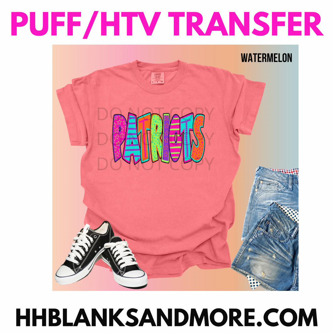 Patriots School Spirit Puff/HTV Transfer
