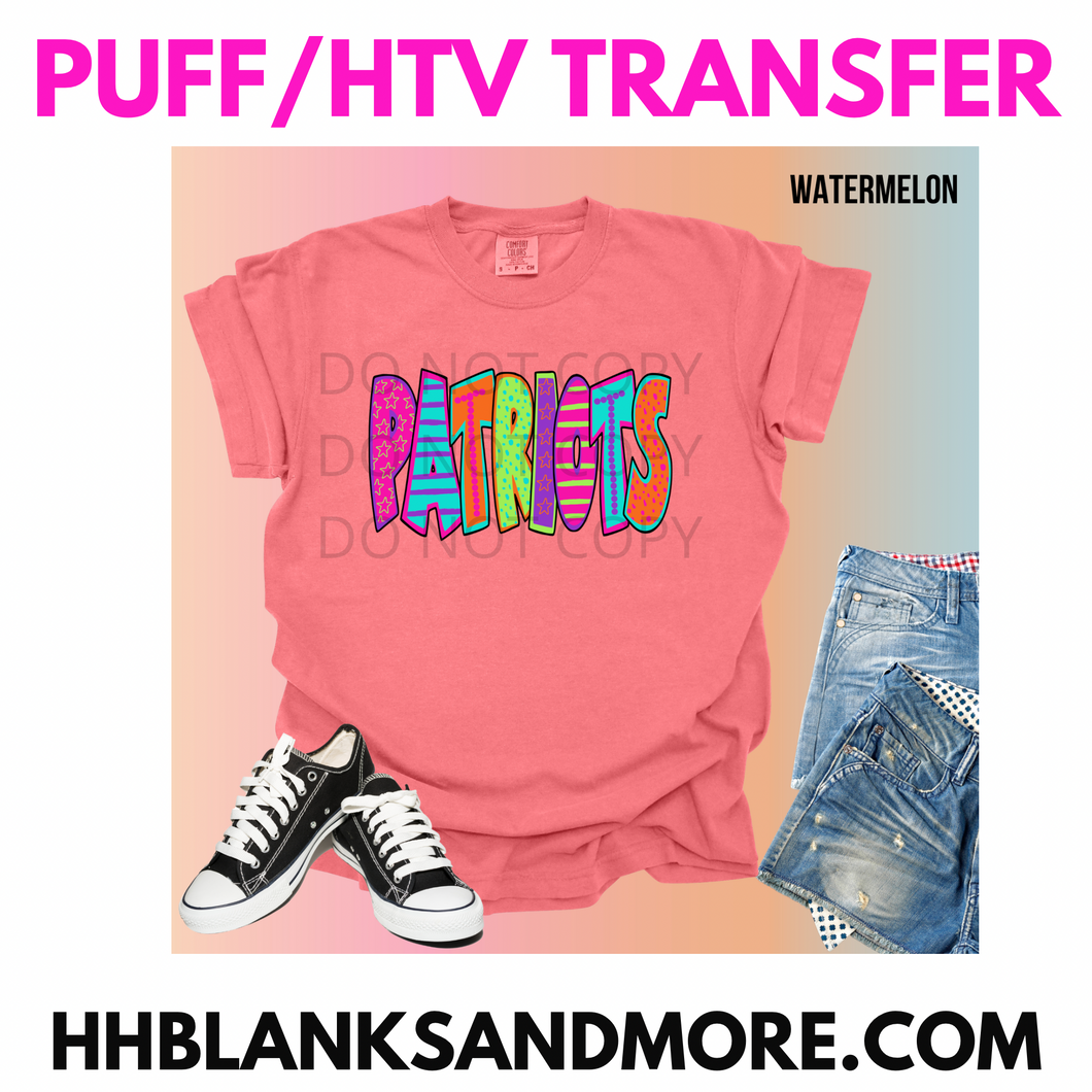 Patriots School Spirit Puff/HTV Transfer – Hernandez Homemade Blanks & More