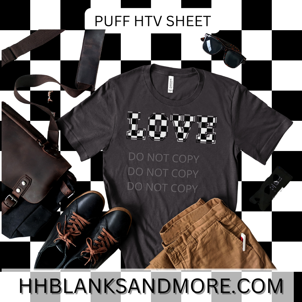 Black and White Checkered Puff Heat Transfer Vinyl Sheet – Hernandez  Homemade Blanks & More