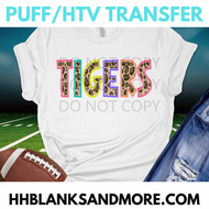 Tigers Leopard CRC School Spirit Puff/HTV Transfer