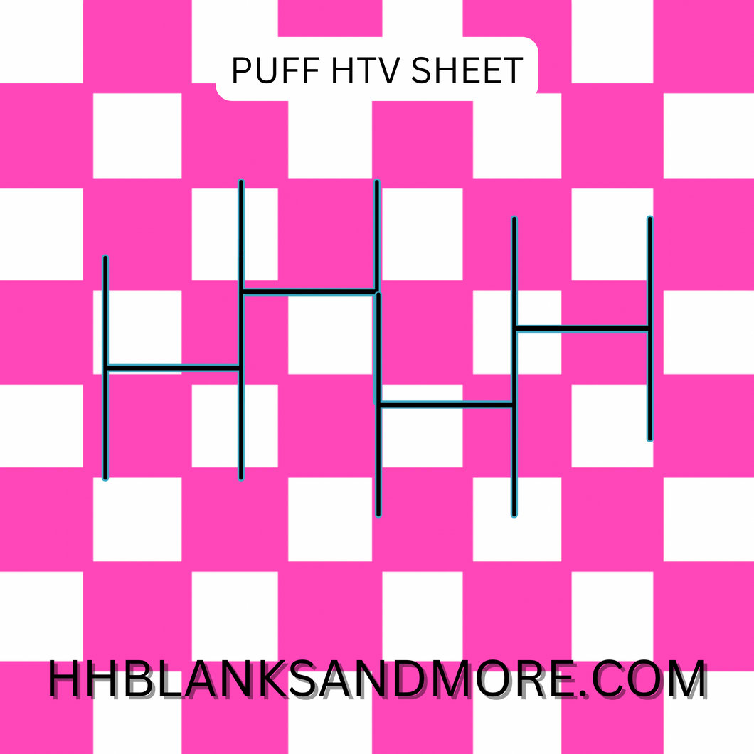 Neon Pink Checkered Puff Heat Transfer Vinyl Sheet