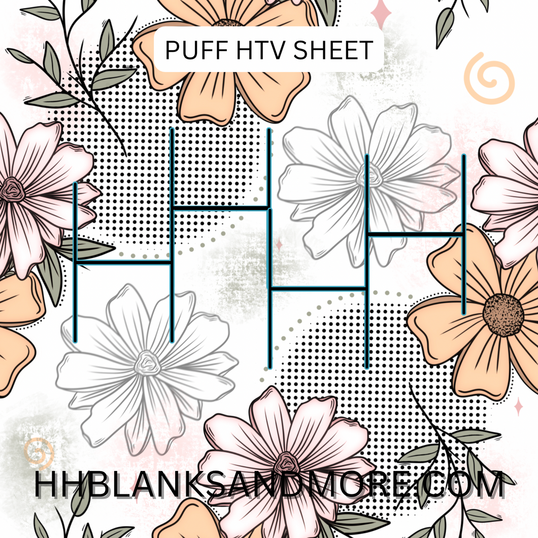 Baby Pink Floral Puff Heat Transfer Vinyl Sheet
