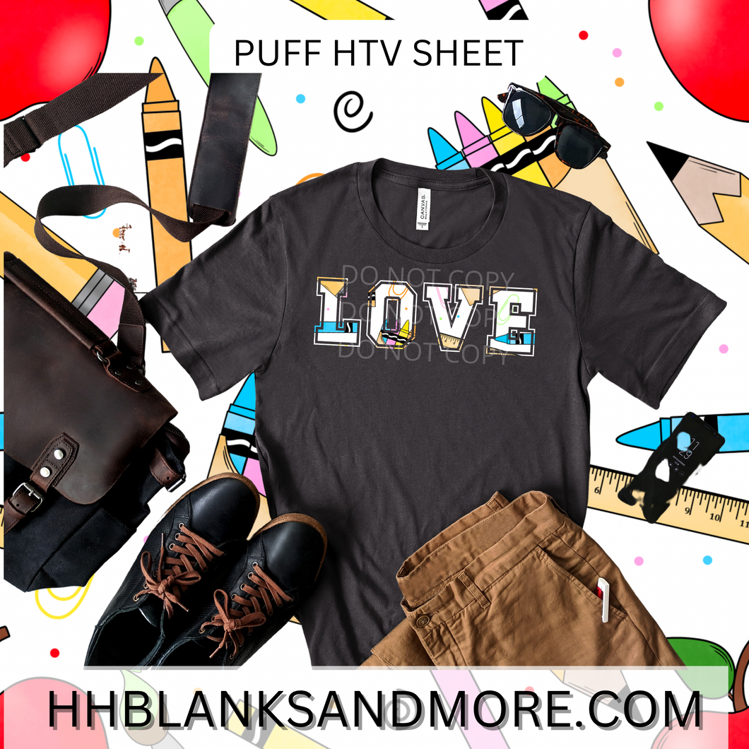 Back to School Puff Heat Transfer Vinyl Sheet