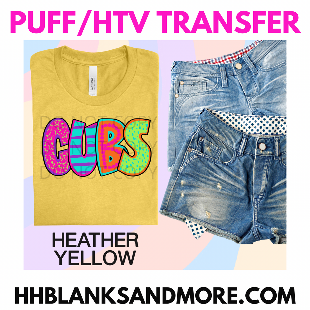 Cubs School Spirit Puff/HTV Transfer