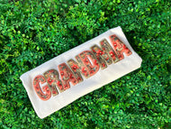 Grandma Red Floral Faux Embroidery Puff/HTV Transfer
