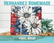 Red White and Blue Floral Vinyl Pattern