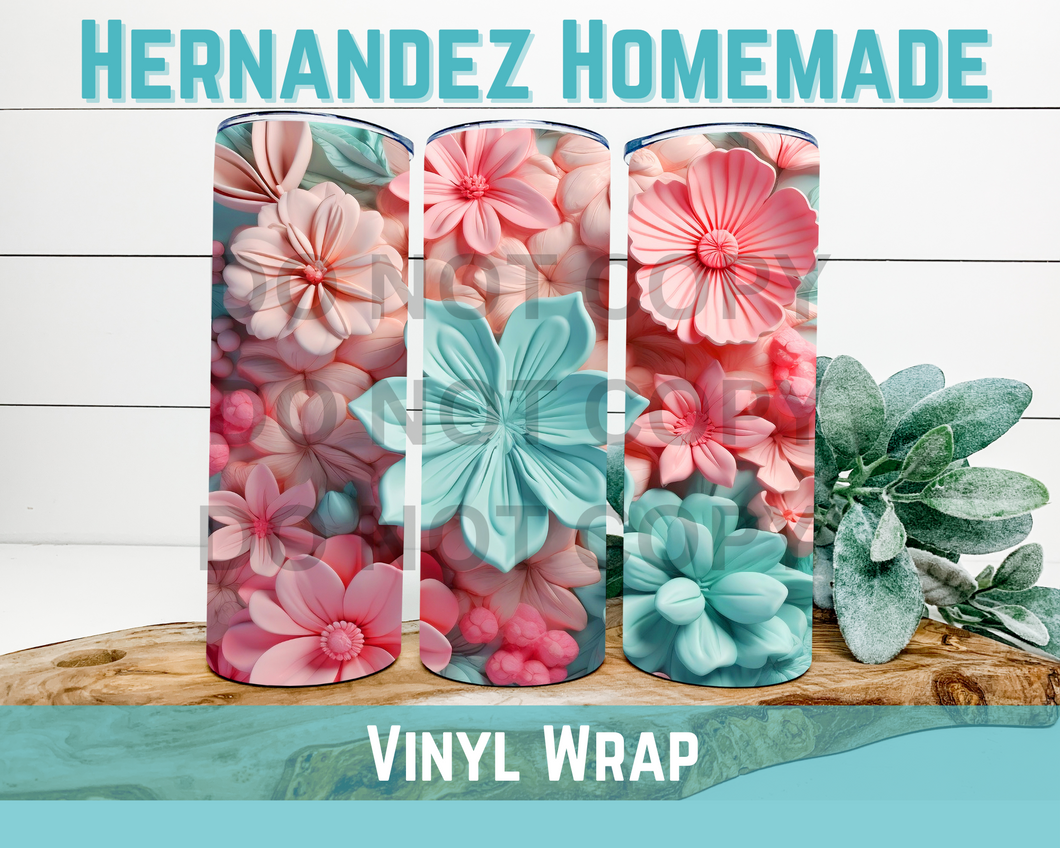 Pink and Teal Floral Vinyl pattern
