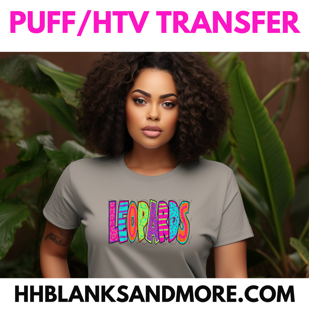 Leopard School Spirit Puff/HTV Transfer