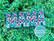 Mama/Mini Teal Animal Faux Embroidery Puff/HTV Transfer