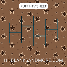 Load image into Gallery viewer, Tan/Brown Stars Puff Heat Transfer Vinyl Sheet
