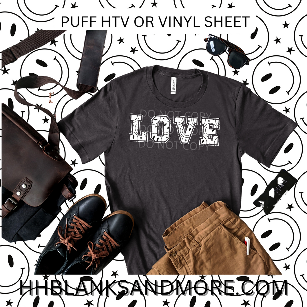 Black & White Smiles Puff Heat Transfer Vinyl Sheet