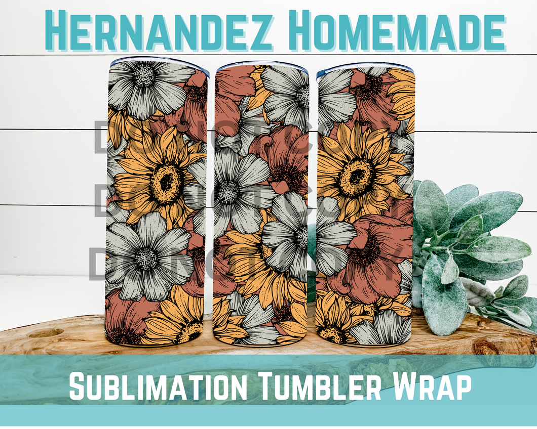 Dark Floral  sublimation Transfer