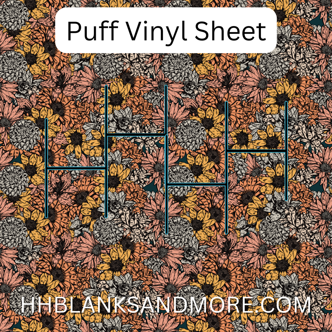 Floral Puff Heat Transfer Vinyl Sheet