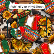 Mexican hearts with sunflower Puff HTV or Perm Vinyl Sheet