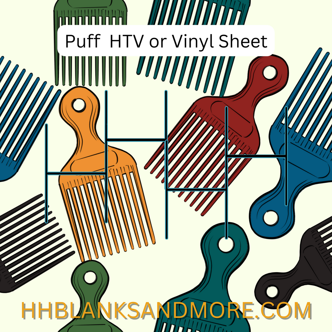 Afro Combs Puff HTV or Perm Vinyl Sheet