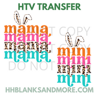 Mama & Mini Leopard Bunny Ears HTV Transfer