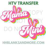 Retro Mama & Mini Bunny Ears HTV Transfer