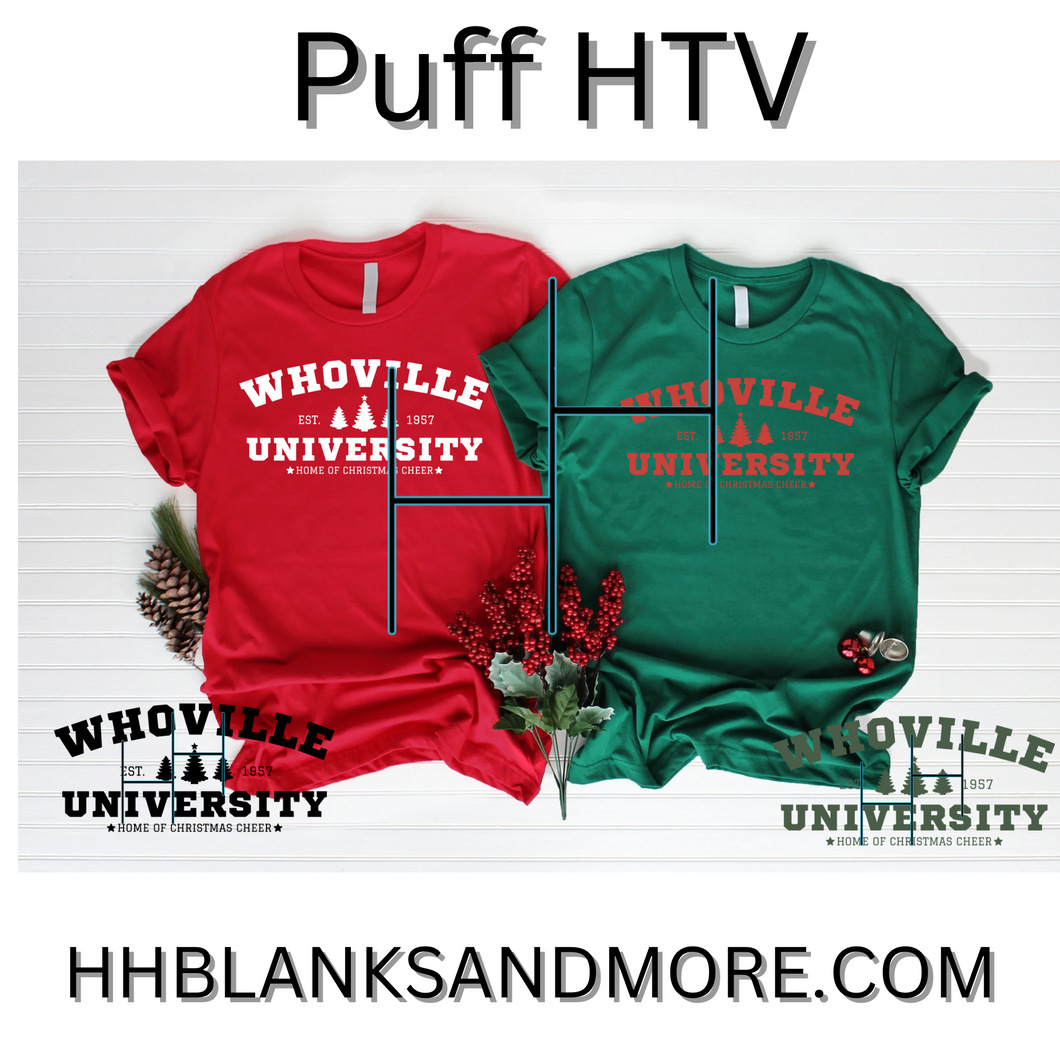 Who Ville University Single Color Puff HTV Transfer